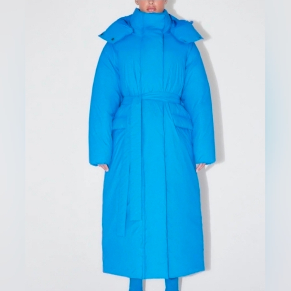Blue Long Puffer Coat